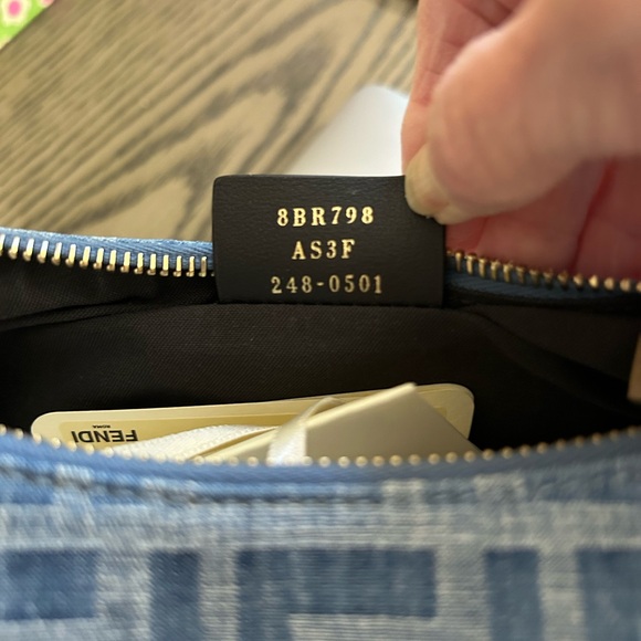 Fendi Light Blue Denim Fabric Fendigraphy Small Bag - Picture 11 of 11